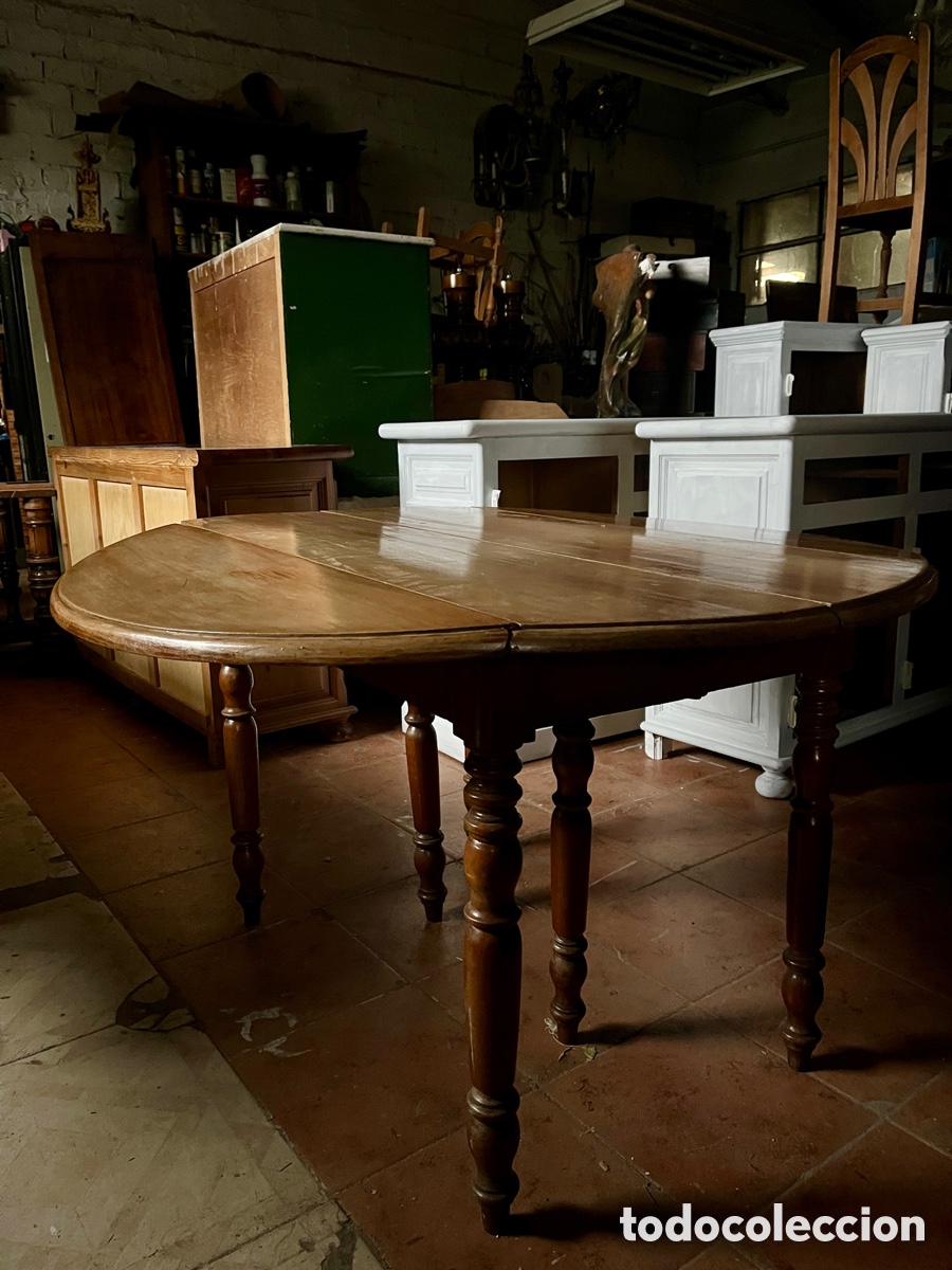 Antig&uuml;edades: Mesa de alas antigua en madera de nogal. - Foto 15