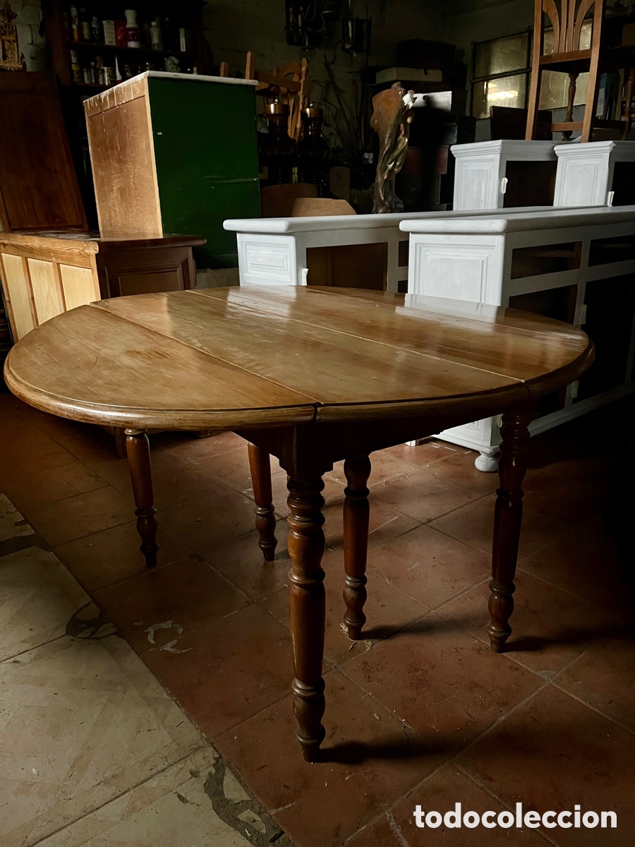 Antig&uuml;edades: Mesa de alas antigua en madera de nogal. - Foto 16