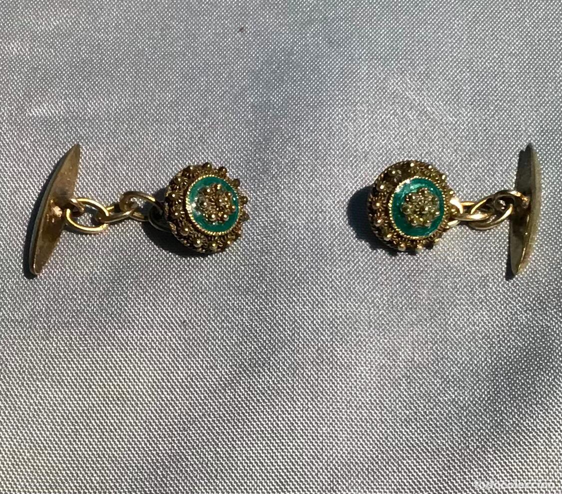 Antig&uuml;edades: GEMELOS PLATA DORADA Y ESMALTE - Foto 1
