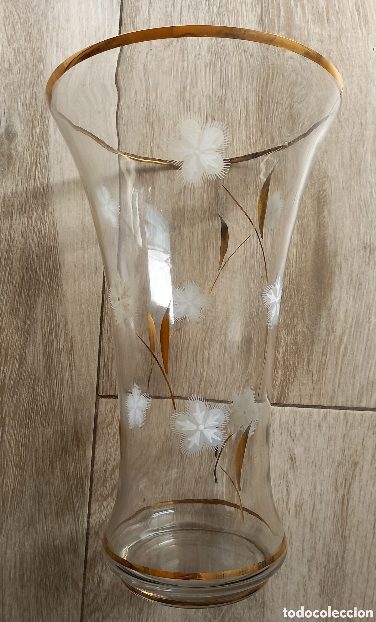 Antig&uuml;edades: Jarr&oacute;n florero de cristal pintado - Foto 1