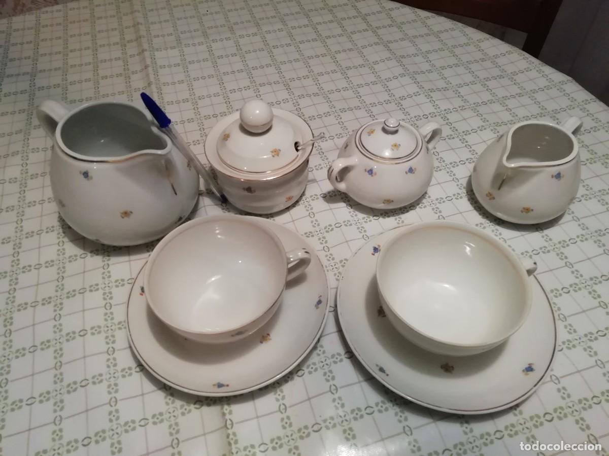 Antig&uuml;edades: Juego de caf&eacute; con leche con flores - Foto 1