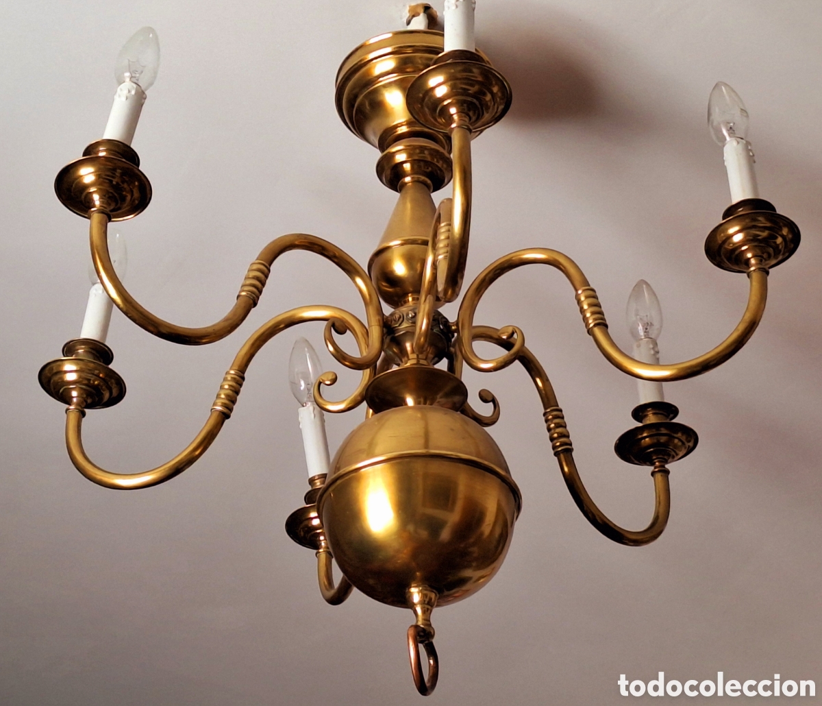 Antig&uuml;edades: L&aacute;mpara de bronce grande - Foto 1