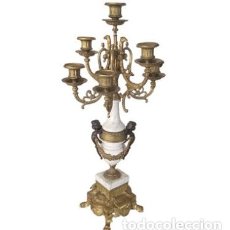 Antigüedades: ANTIQUE MARBLE AND GILT BRONZE CANDLESTICKS, FRANCE, 19TH CENTURY