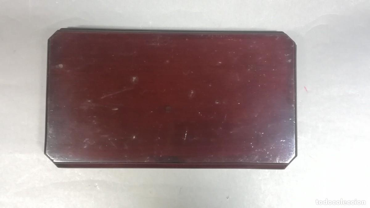 Antig&uuml;edades: BASE O PEANA DE MADERA RECTANGULAR TONO ROJIZO OSCURO - Foto 2