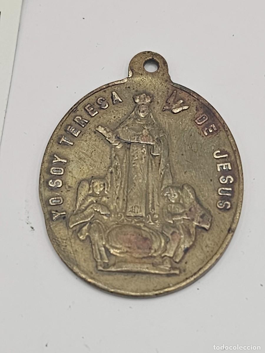 Antig&uuml;edades: Medalla amuleto religiosa Santa Teresa de Jes&uacute;s y oh Jos&eacute; en la hora de tu muerte protegeme