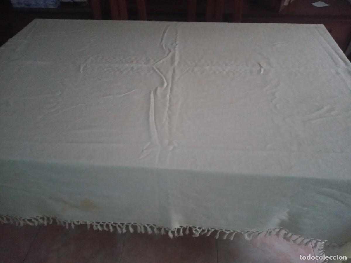 Antig&uuml;edades: ANTIGUO MANTEL O MANTA CON FLECOS, ALGOD&Oacute;N - Foto 2