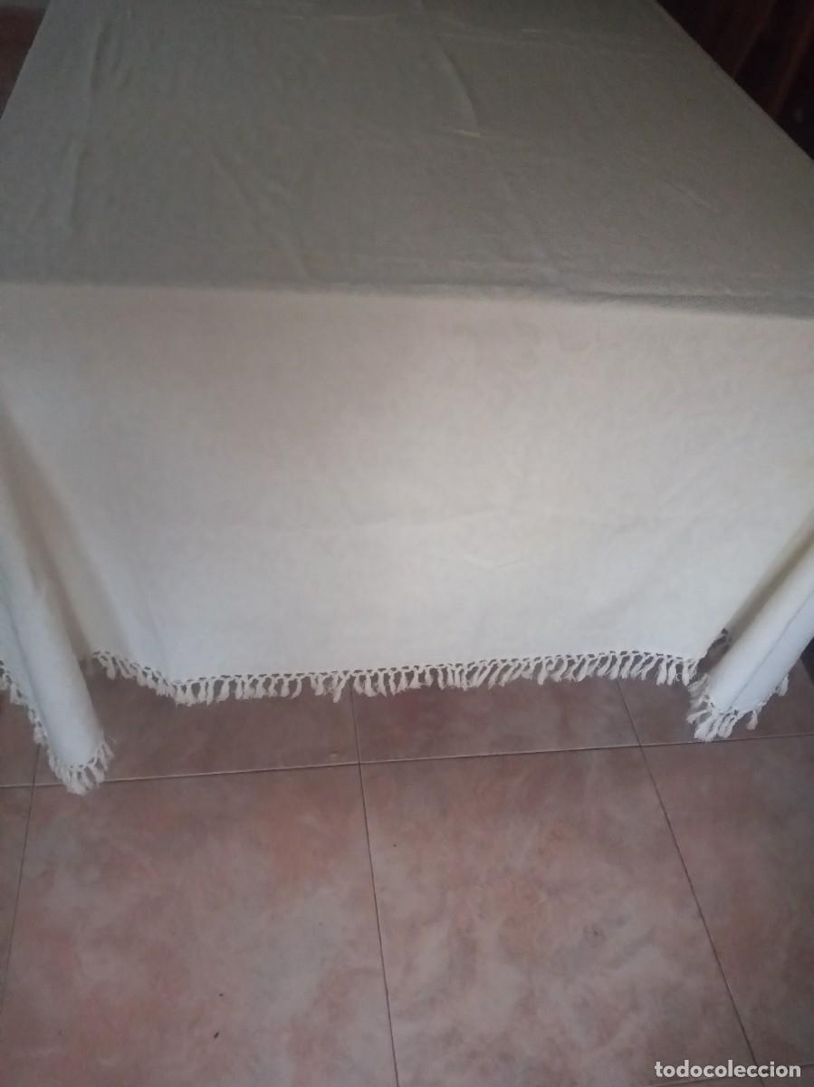 Antig&uuml;edades: ANTIGUO MANTEL O MANTA CON FLECOS, ALGOD&Oacute;N - Foto 3
