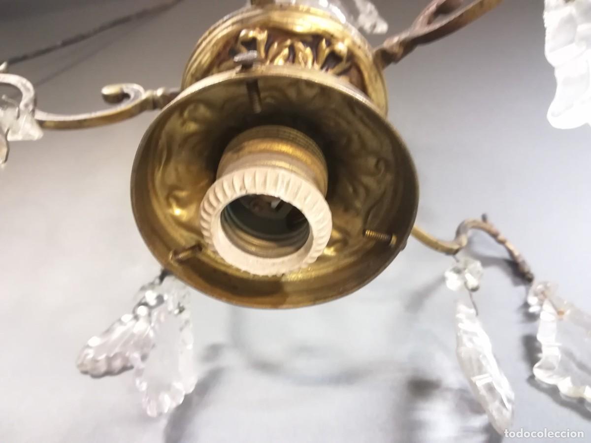 Antig&uuml;edades: LAMPARA DE TECHO PEQUE&Ntilde;A DE BRONCE Y CRISTAL - Foto 9