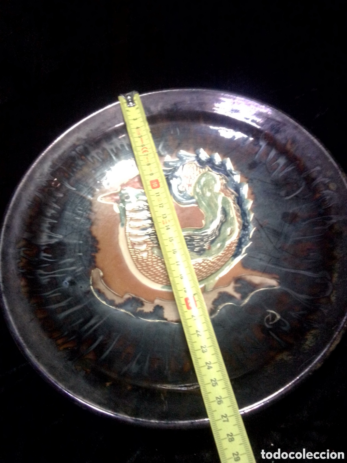 Antig&uuml;edades: Plato de Cer&aacute;mica esmaltada. - Foto 3