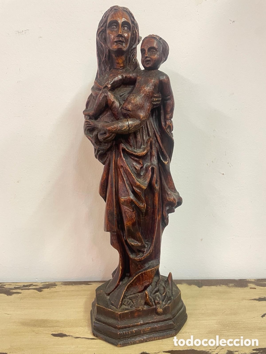Antig&uuml;edades: Talla Madera Virgen con Ni&ntilde;o - Foto 1