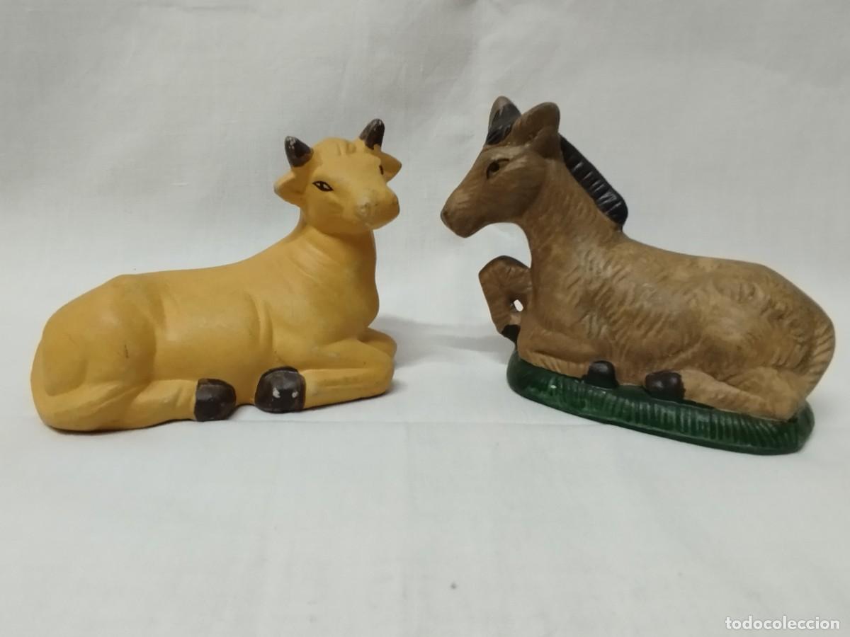 Antig&uuml;edades: PAREJA DE MULA Y BUEY DE BISCUIT - Foto 1