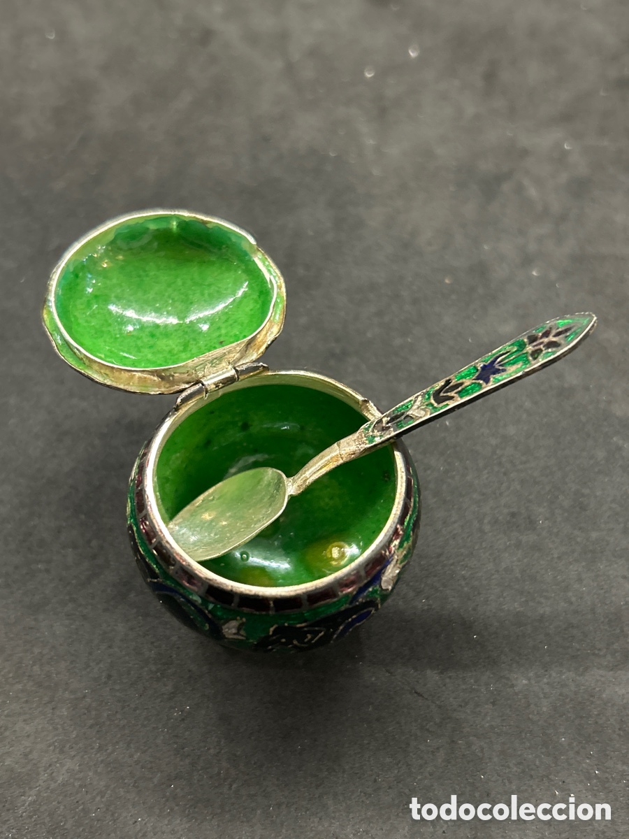 Antig&uuml;edades: Especiero de plata esmaltada - Foto 2