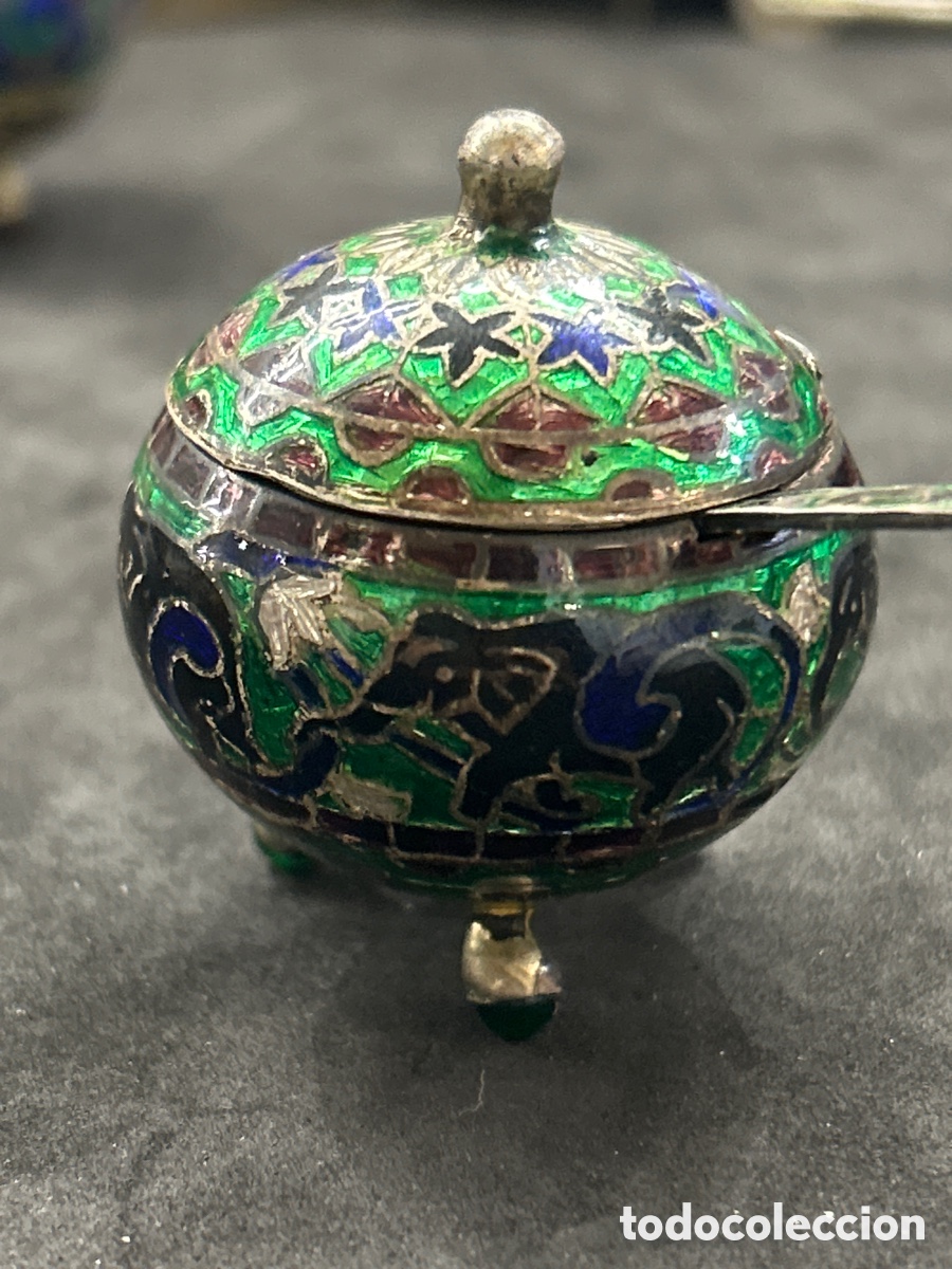 Antig&uuml;edades: Especiero de plata esmaltada - Foto 4