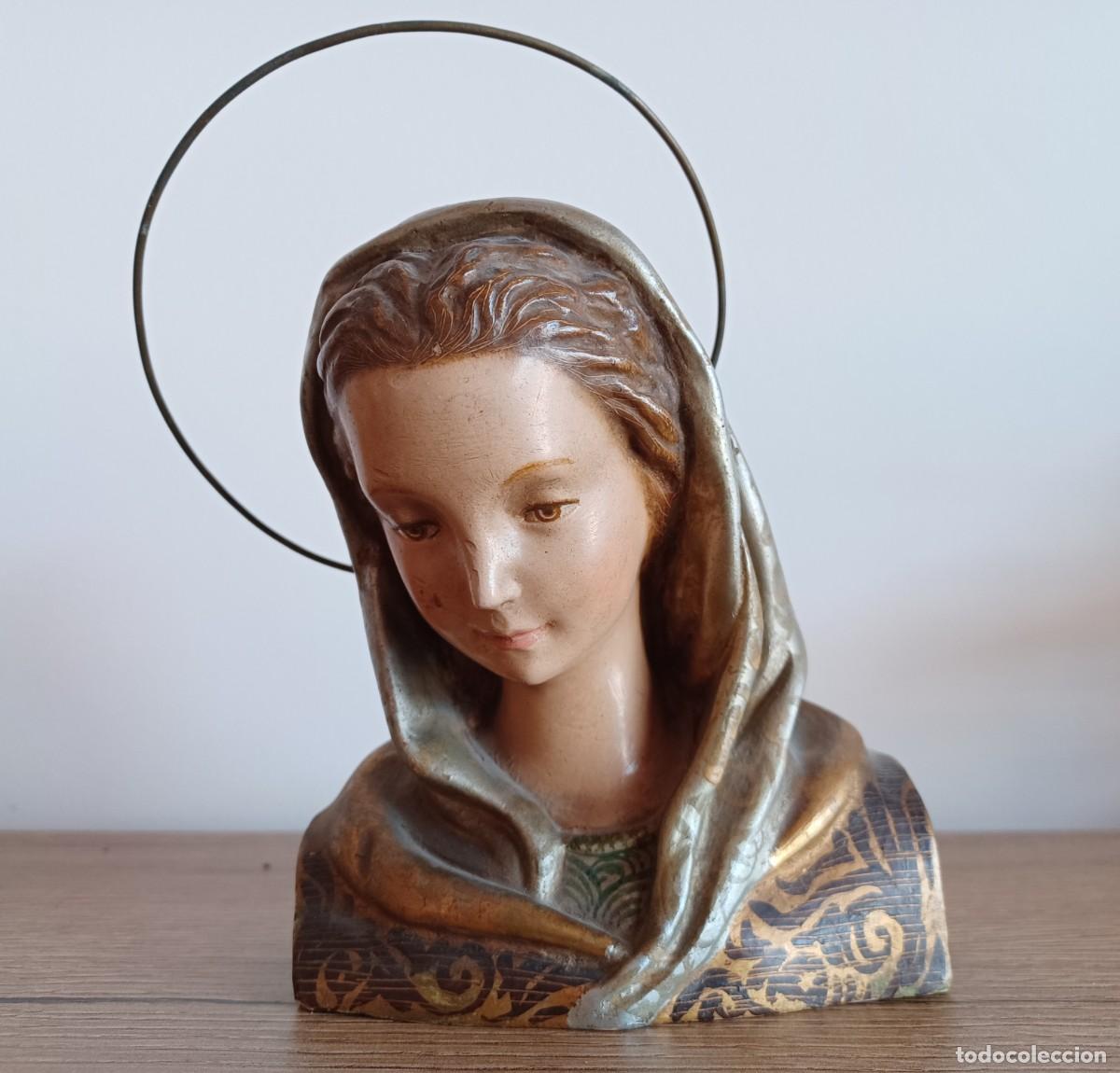 Antig&uuml;edades: Busto de yeso de la Virgen Maria. - Foto 1