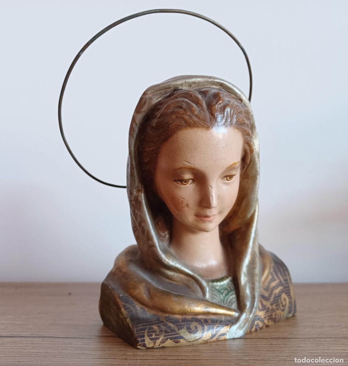 Antig&uuml;edades: Busto de yeso de la Virgen Maria. - Foto 2