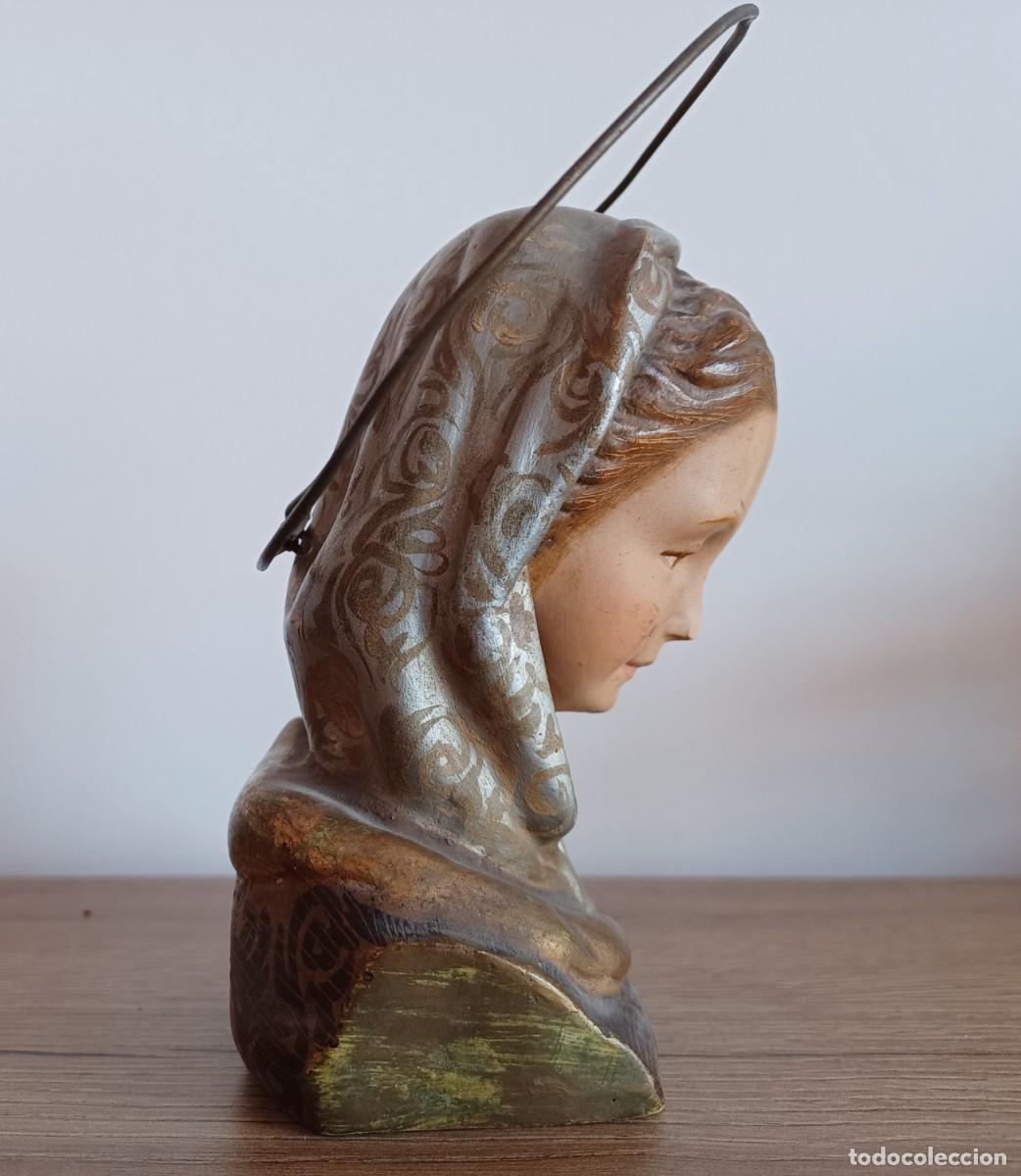Antig&uuml;edades: Busto de yeso de la Virgen Maria. - Foto 3