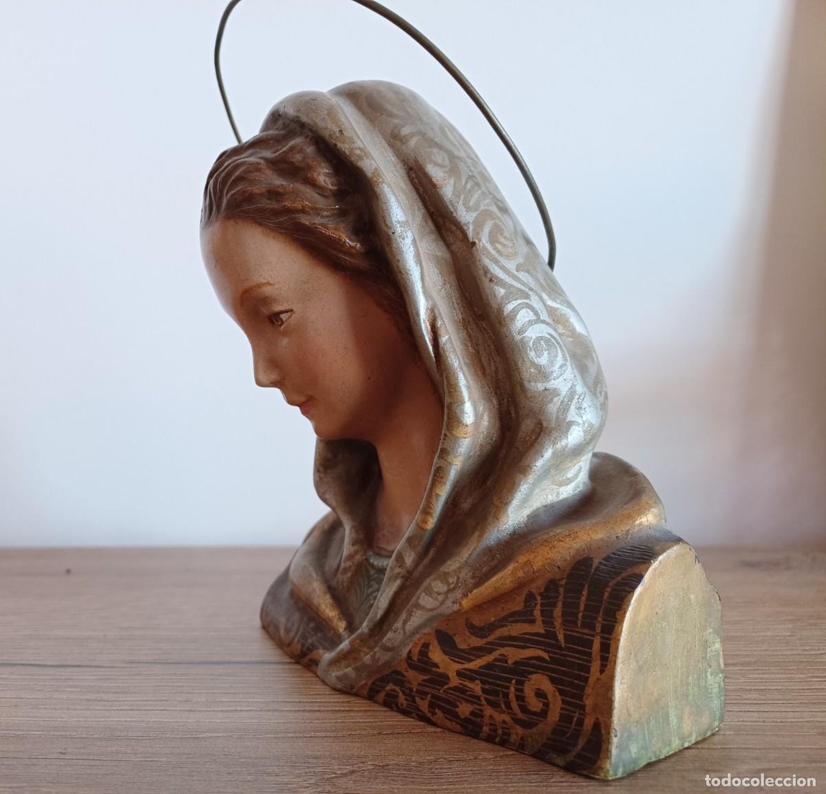 Antig&uuml;edades: Busto de yeso de la Virgen Maria. - Foto 5