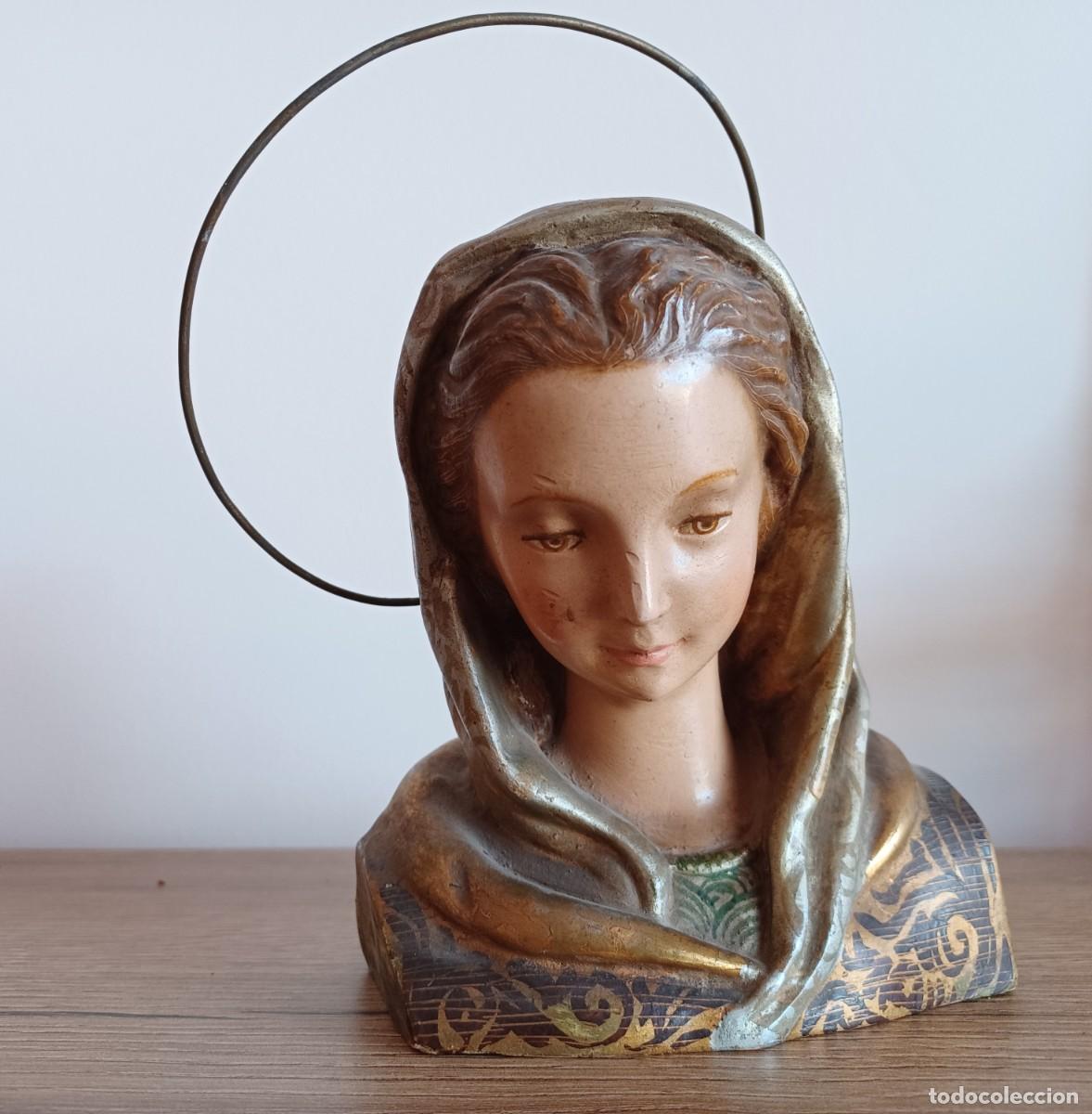 Antig&uuml;edades: Busto de yeso de la Virgen Maria. - Foto 6