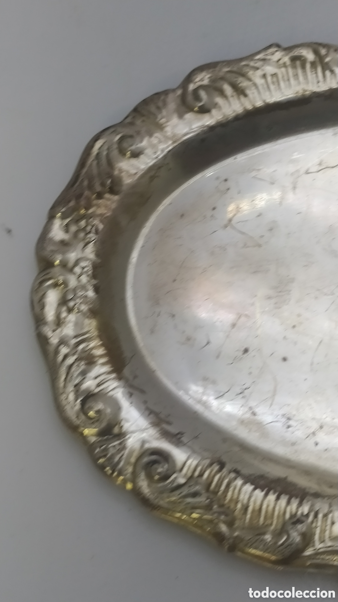 Antig&uuml;edades: Bandeja plata ovalada repujada - Foto 4