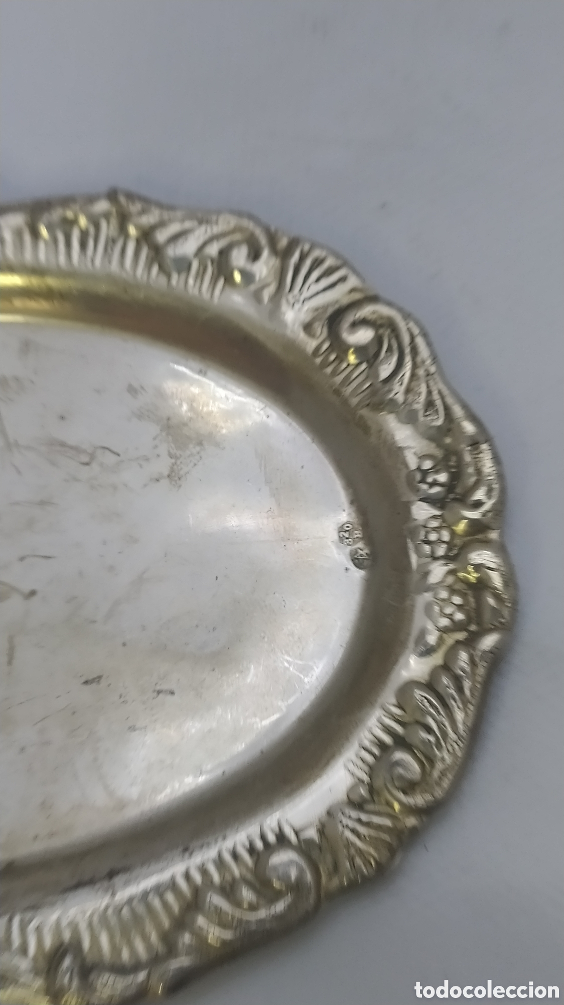 Antig&uuml;edades: Bandeja plata ovalada repujada - Foto 6