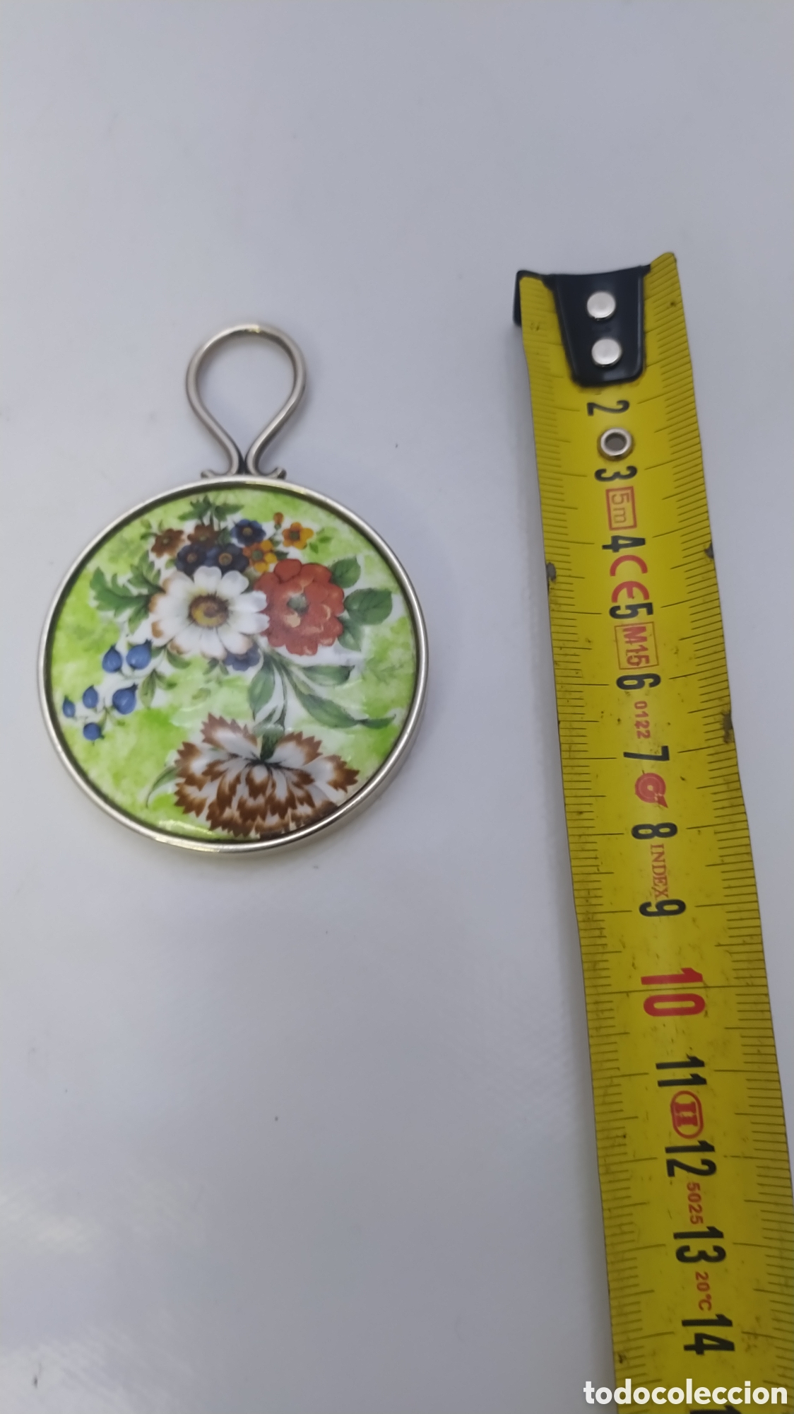 Antig&uuml;edades: Espejo de colgante plata y esmalte. - Foto 3