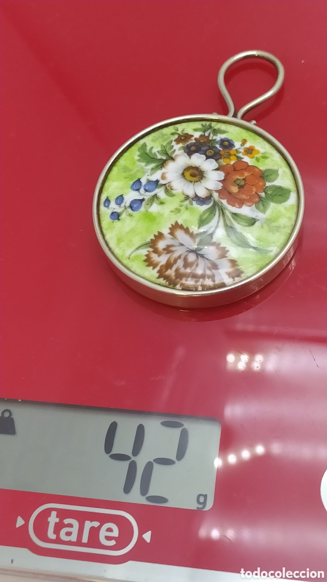 Antig&uuml;edades: Espejo de colgante plata y esmalte. - Foto 5