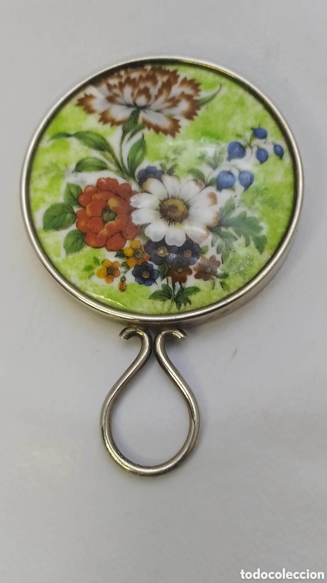 Antig&uuml;edades: Espejo de colgante plata y esmalte. - Foto 6