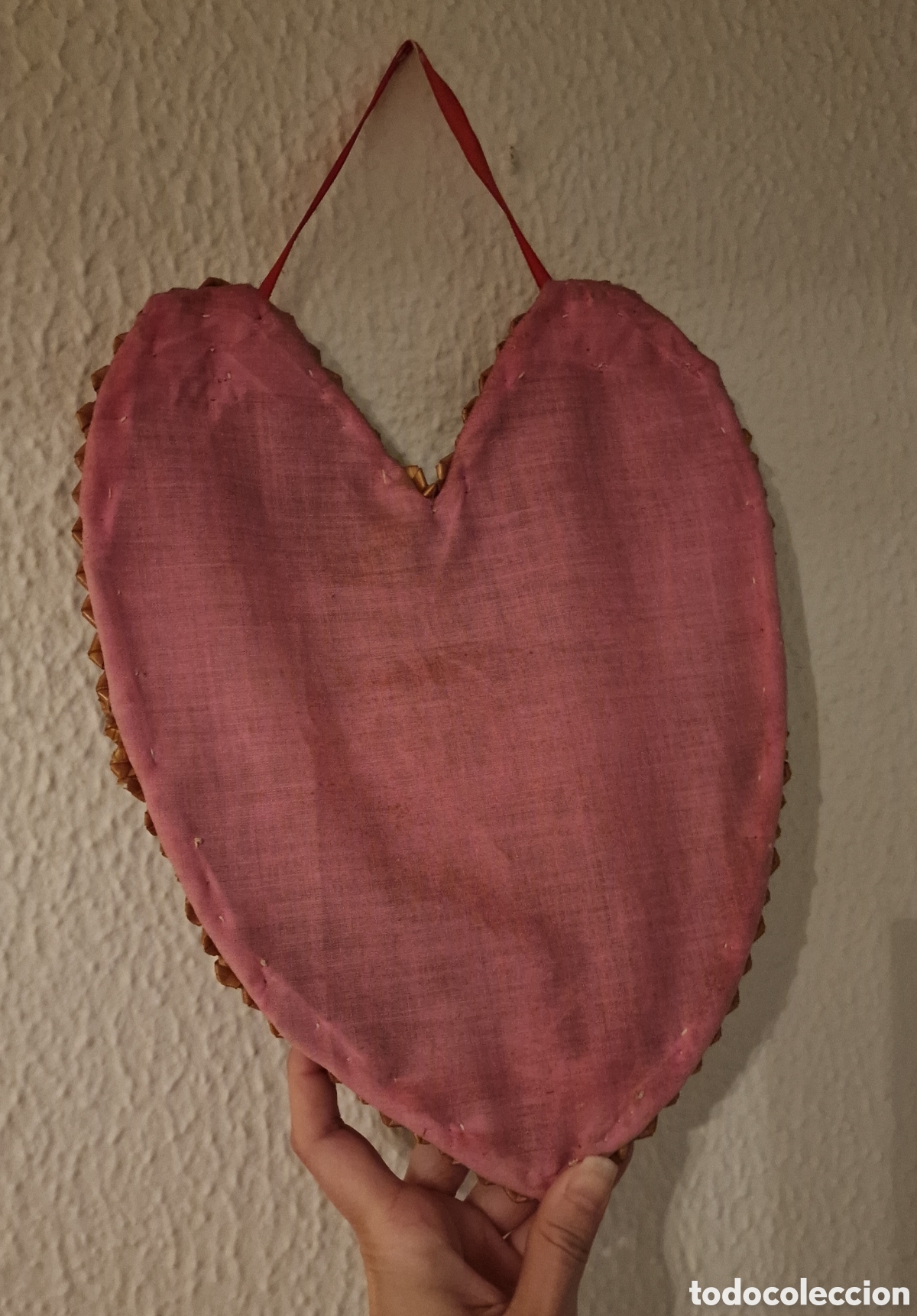 Antig&uuml;edades: Espejo de mimbre en forma de coraz&oacute;n antiguo - Foto 4