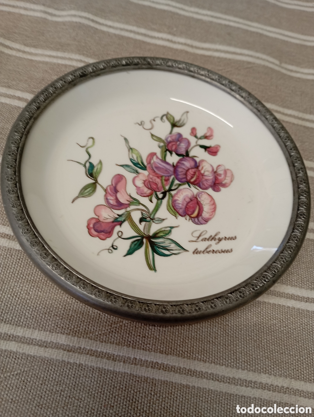 Antig&uuml;edades: Plato porcelana/esta&ntilde;o - Foto 3