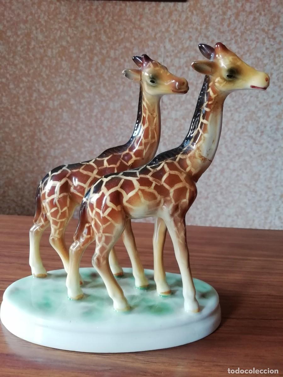 Oggetti Antichi: Figura girafas de porcelana
