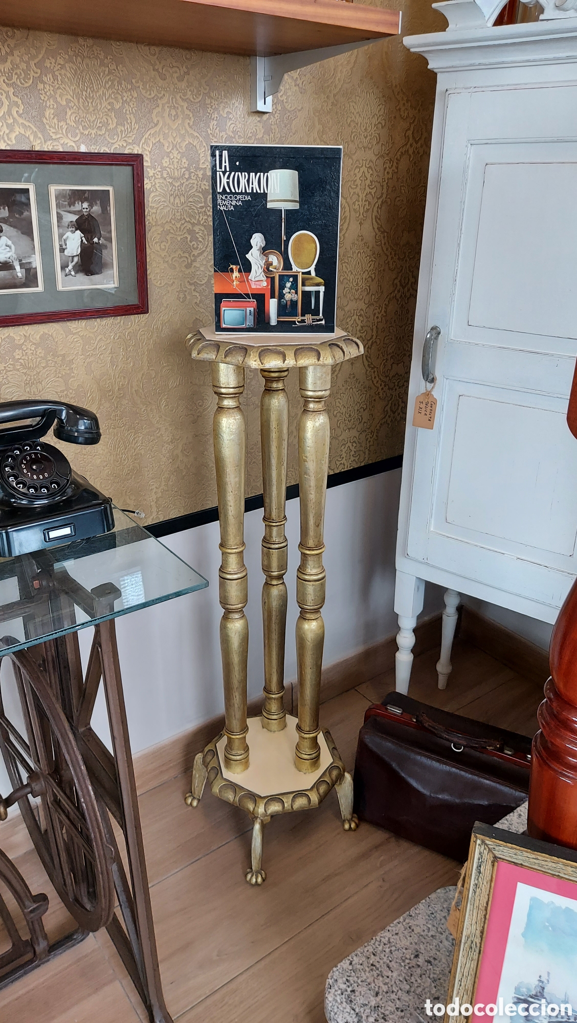 Antig&uuml;edades: Columnas o peanas antiguas en madera S.XIX - Foto 4