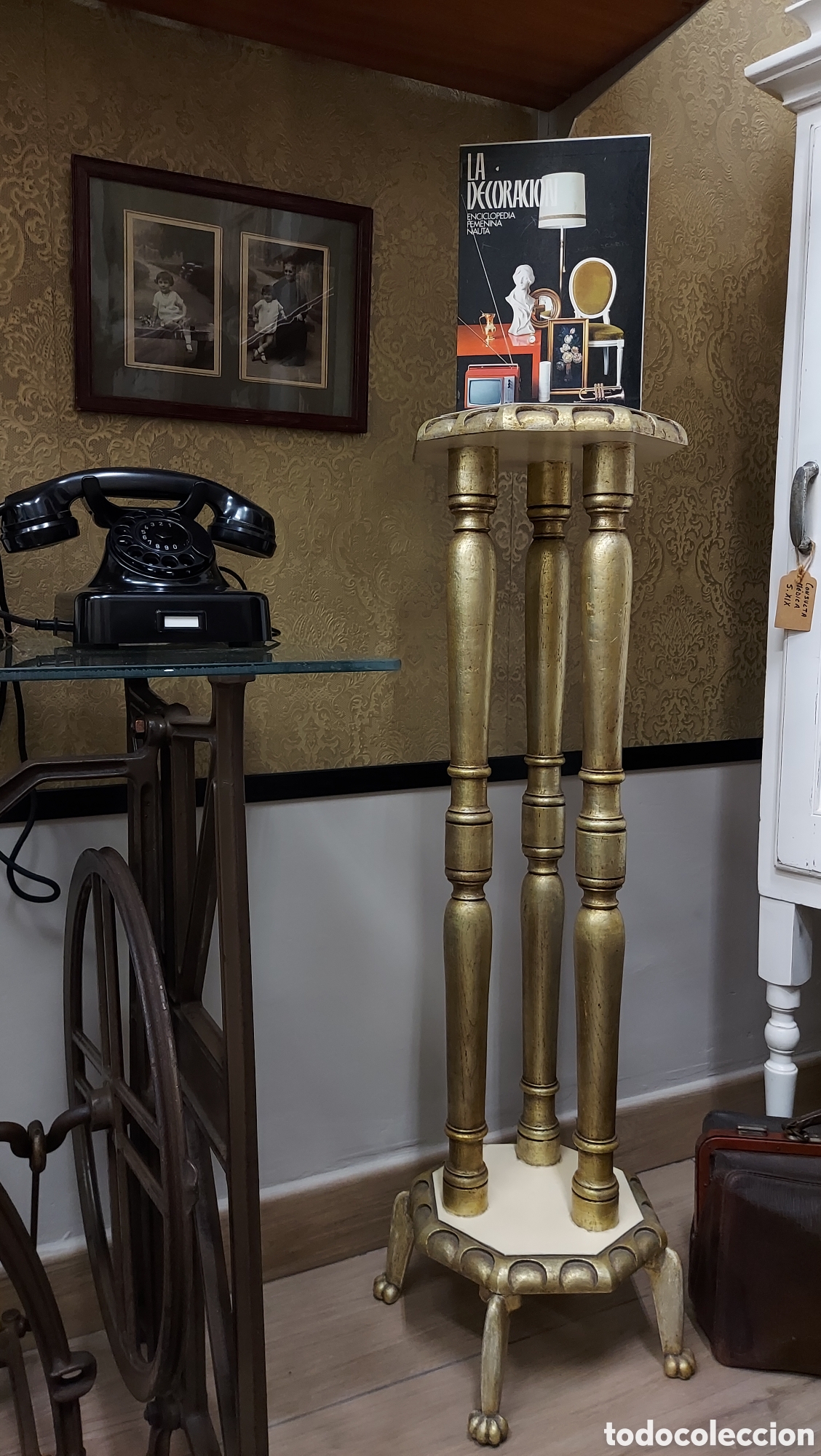 Antig&uuml;edades: Columnas o peanas antiguas en madera S.XIX - Foto 3