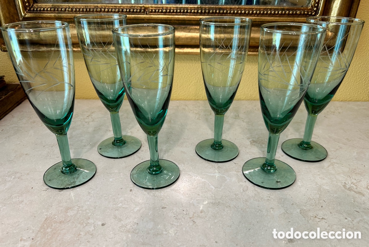 Antig&uuml;edades: 6 COPAS DE CAVA/CHAMPAGNE VINTAGE - Foto 4