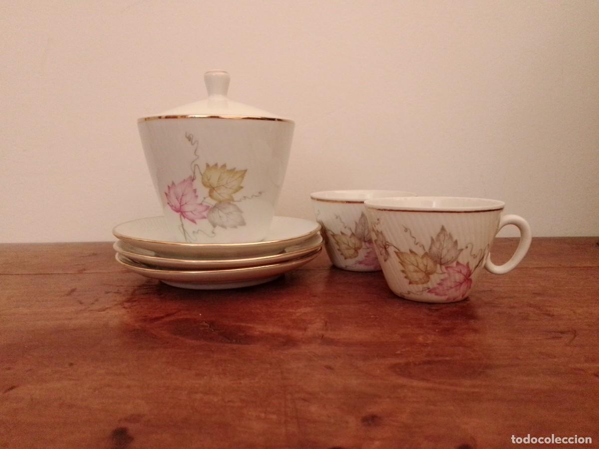 Antiques: Tazas caf&eacute; platos y azucarero . Santa clara
