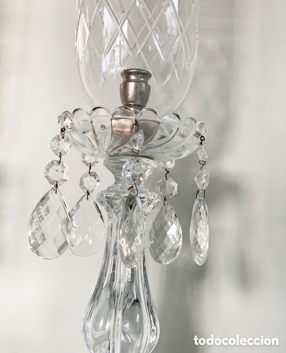 Antig&uuml;edades: Pareja candelabros de cristal - Foto 3