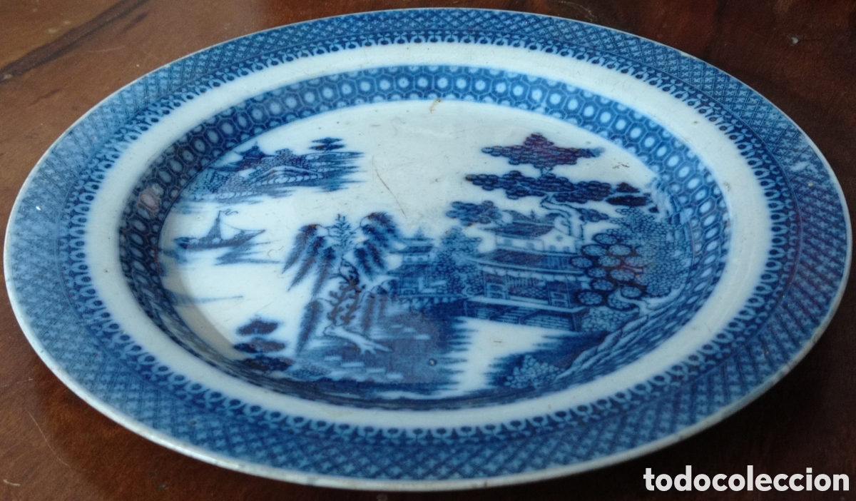 Antig&uuml;edades: Plato Blue Willow s. XVIII - Foto 3