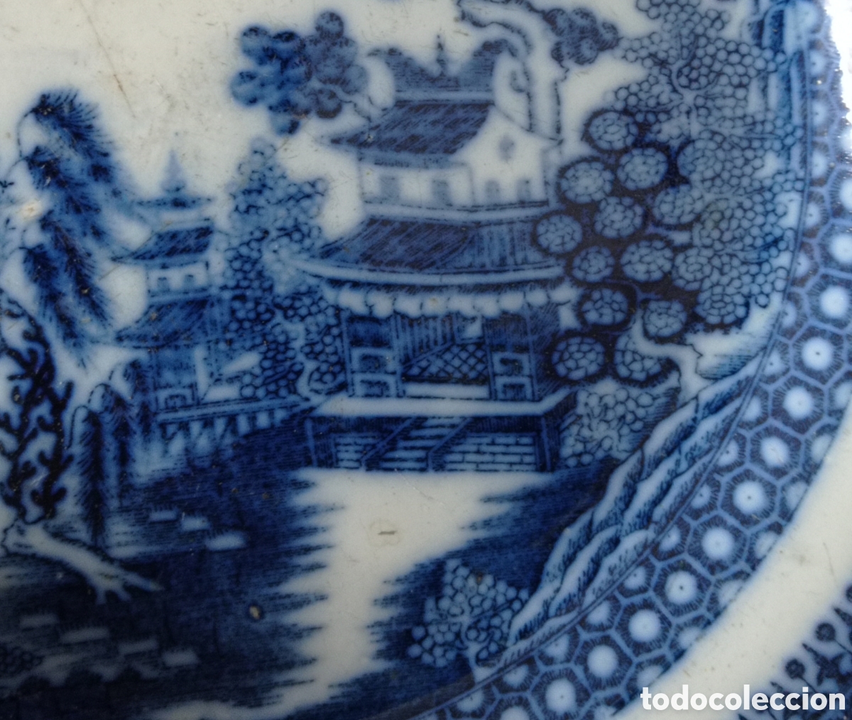 Antig&uuml;edades: Plato Blue Willow s. XVIII - Foto 6