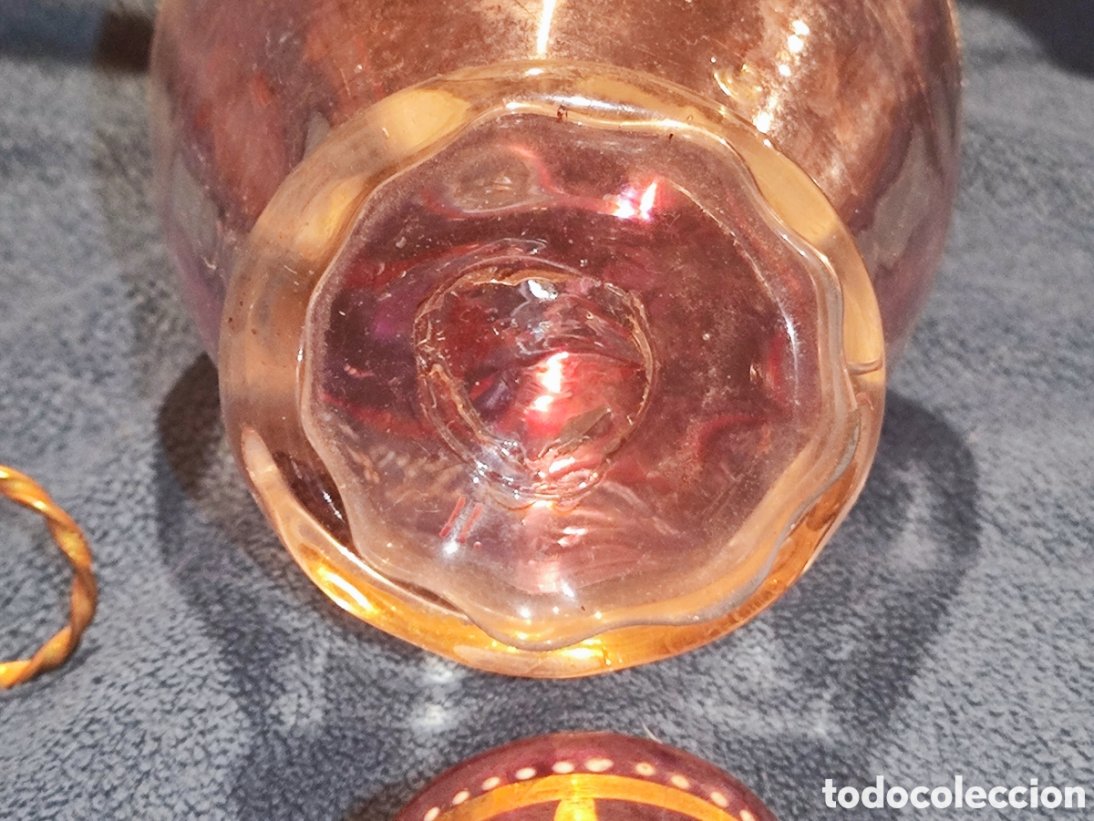 Antig&uuml;edades: VIDRIO, ESMALTE. LICORERA CON 6 JARRITAS - Foto 11