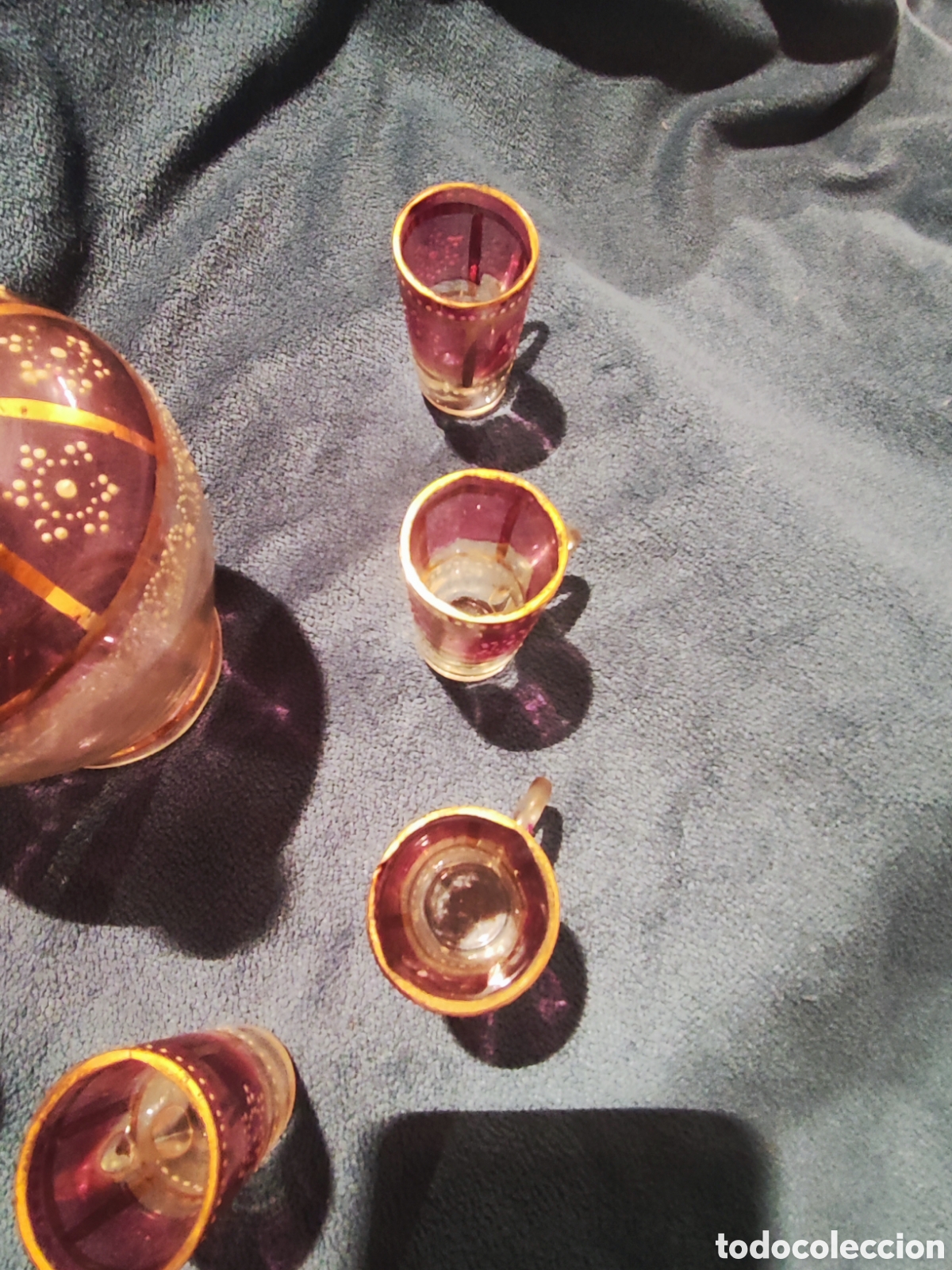 Antig&uuml;edades: VIDRIO, ESMALTE. LICORERA CON 6 JARRITAS - Foto 26