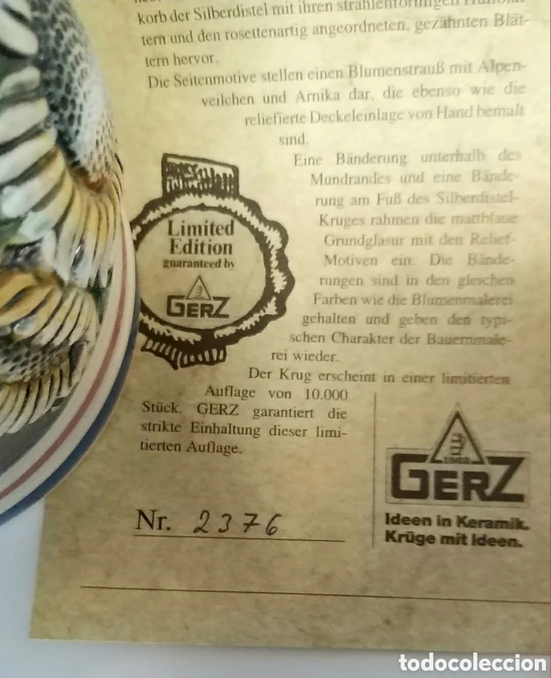 Antig&uuml;edades: Jarra de cerveza GERZ. Edici&oacute;n limitada - Foto 7
