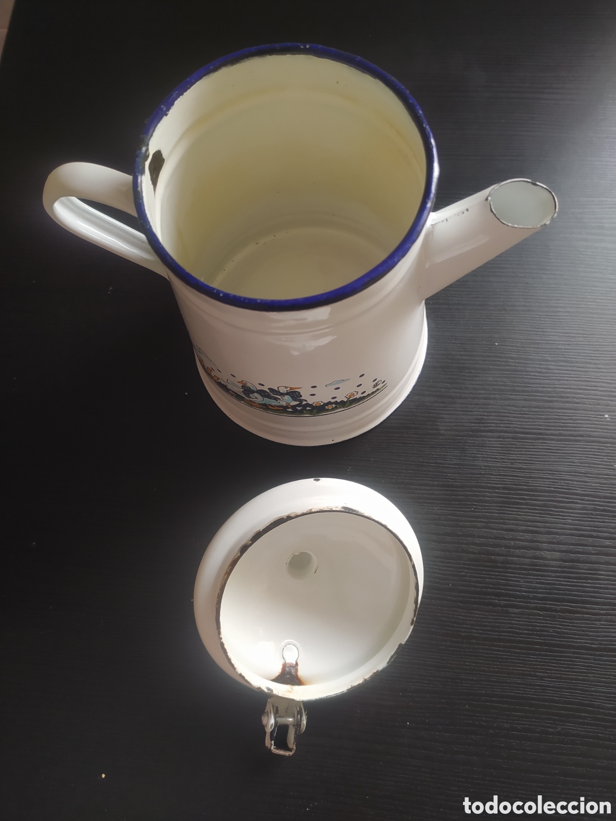 Antig&uuml;edades: Cafetera hierro esmaltada serigragiada - Foto 4