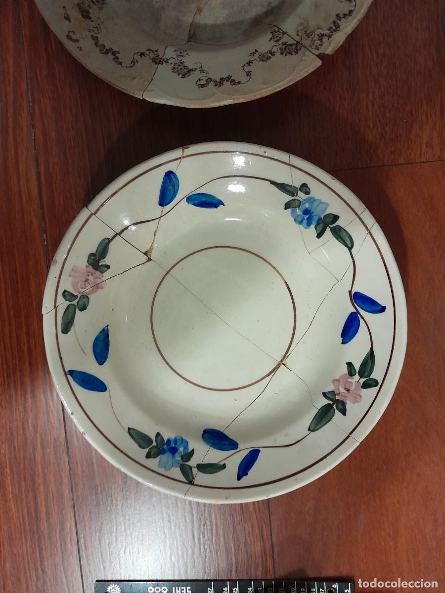 Antig&uuml;edades: plato antiguo con flores - Foto 3