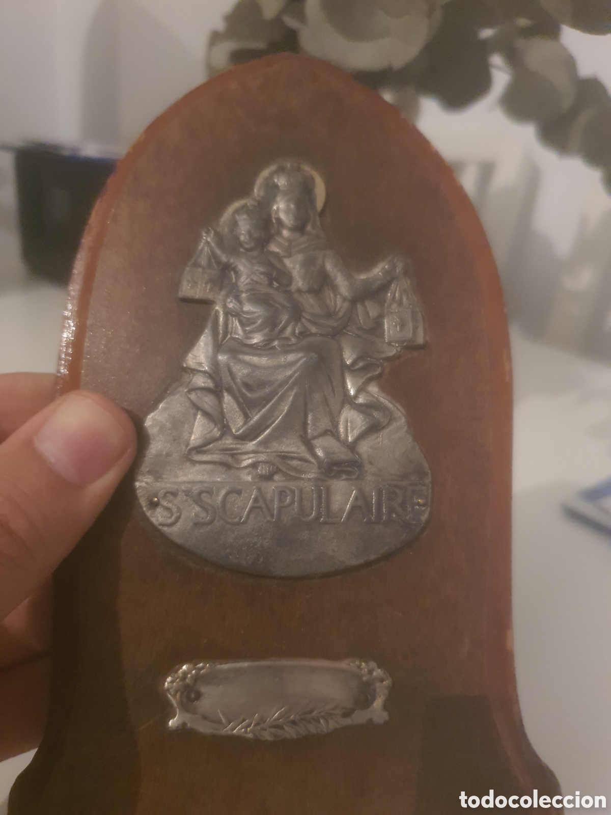 Antig&uuml;edades: placa religiosa virgen s scapulare - Foto 2