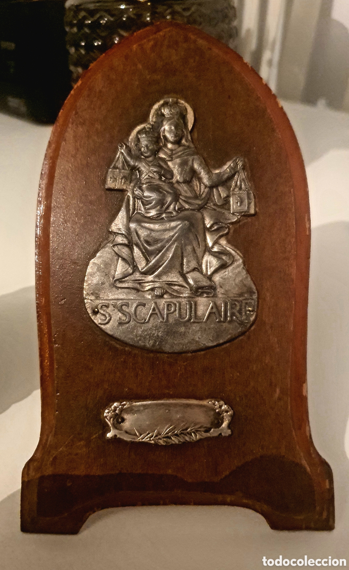 Antig&uuml;edades: placa religiosa virgen s scapulare - Foto 1
