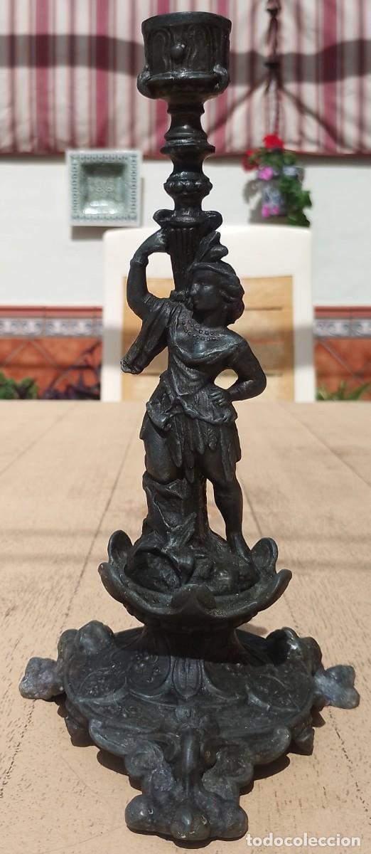 Antig&uuml;edades: Portavelas antiguo con mujer amazona - Foto 3