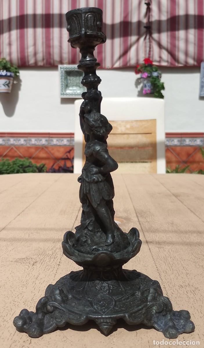Antig&uuml;edades: Portavelas antiguo con mujer amazona - Foto 4