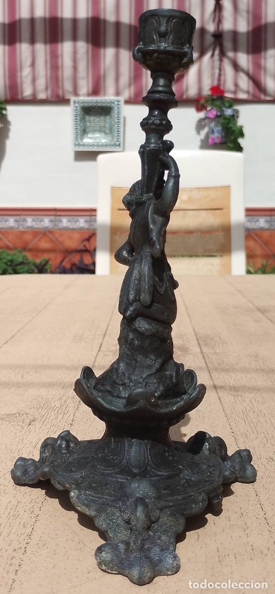 Antig&uuml;edades: Portavelas antiguo con mujer amazona - Foto 7