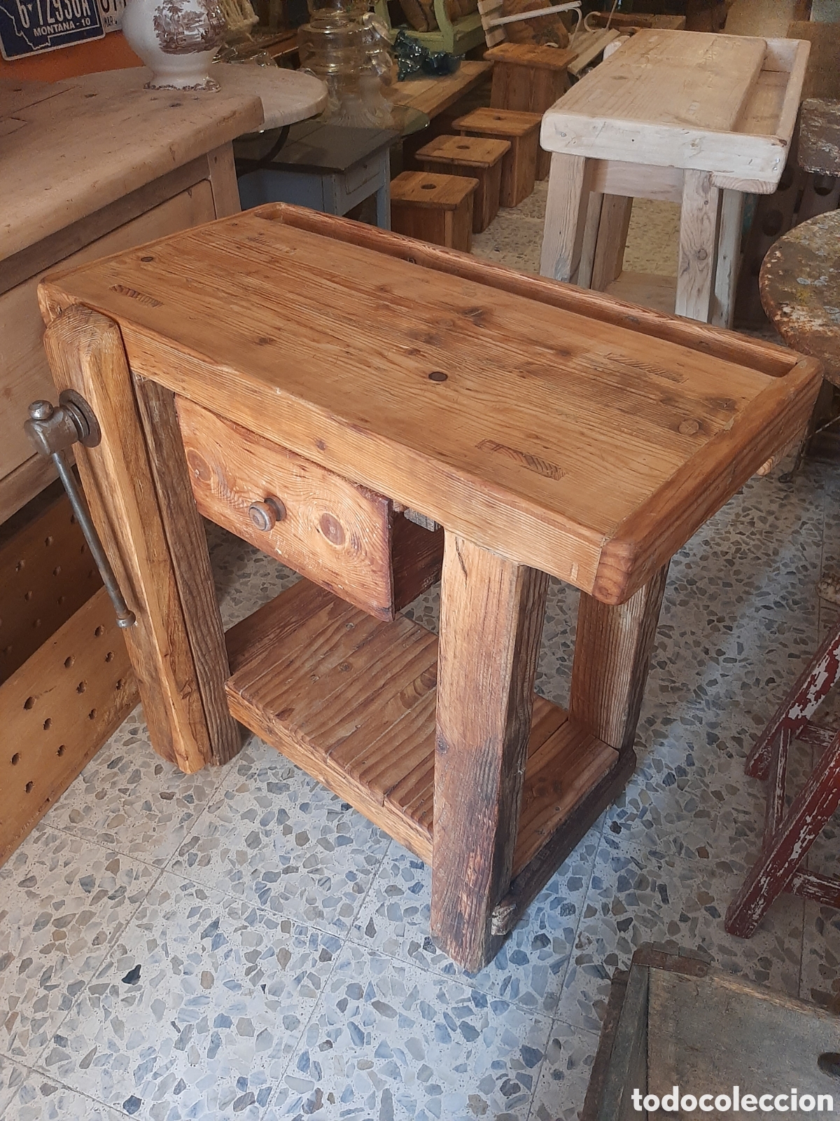 Antig&uuml;edades: Banco carpintero peque&ntilde;o 80 cm !!! - Foto 9