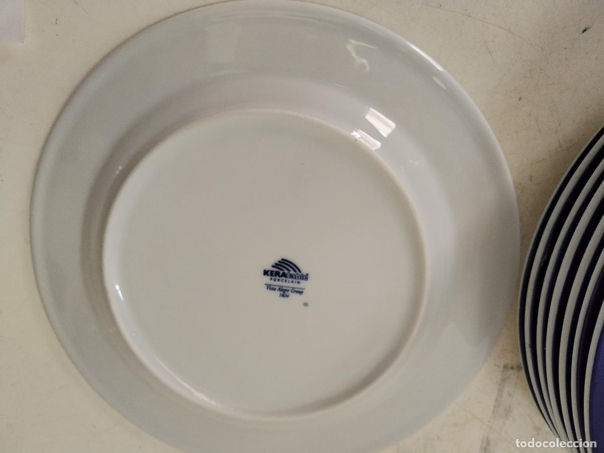 Antig&uuml;edades: 8 platos kera tabl&eacute; porcelain azul - Foto 3