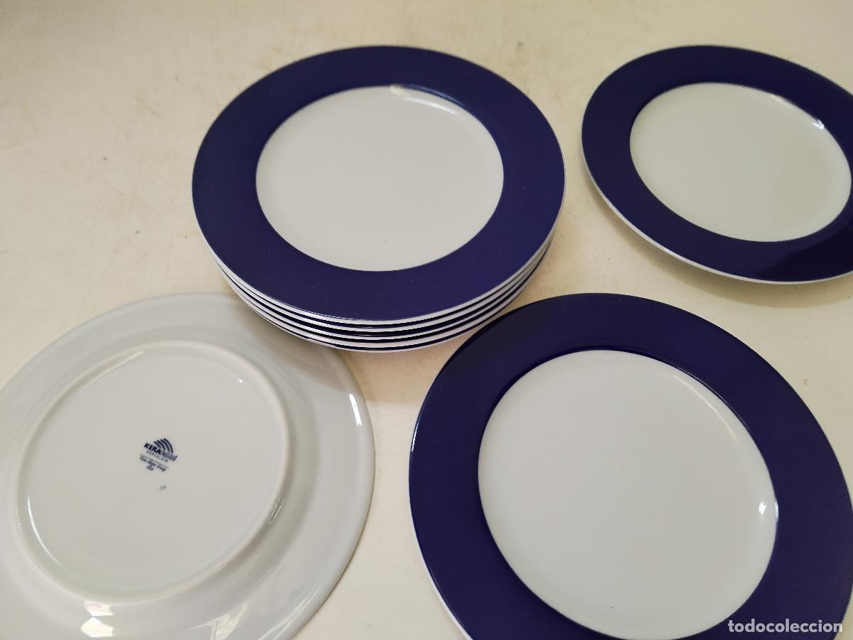 Antig&uuml;edades: 8 platos kera tabl&eacute; porcelain azul - Foto 4